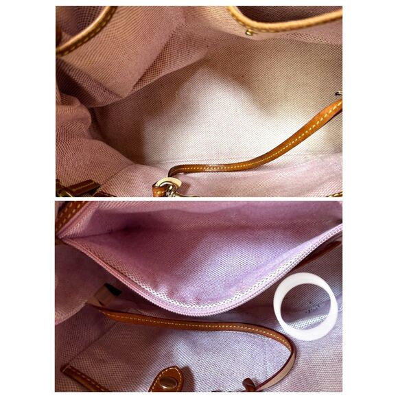 Vintage Dooney & Bourke Wexford Pebbled Leather Shoulder Hobo Bag โ Navy Tan - Picture 7 of 12